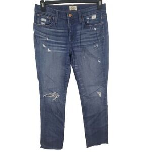 J. Crew Jeans 27 Womens High Rise Medium Wash Distressed Slim Broken In Boyfrien